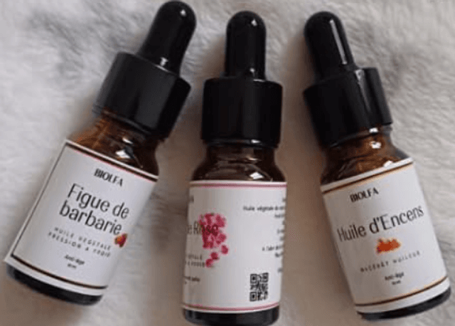 Pack Anti-Âge : Huile d&#039;Encens (Oliban), Huile de Rose et Huile de Pépins de Figues de Barbarie - Flacons de 10 mL